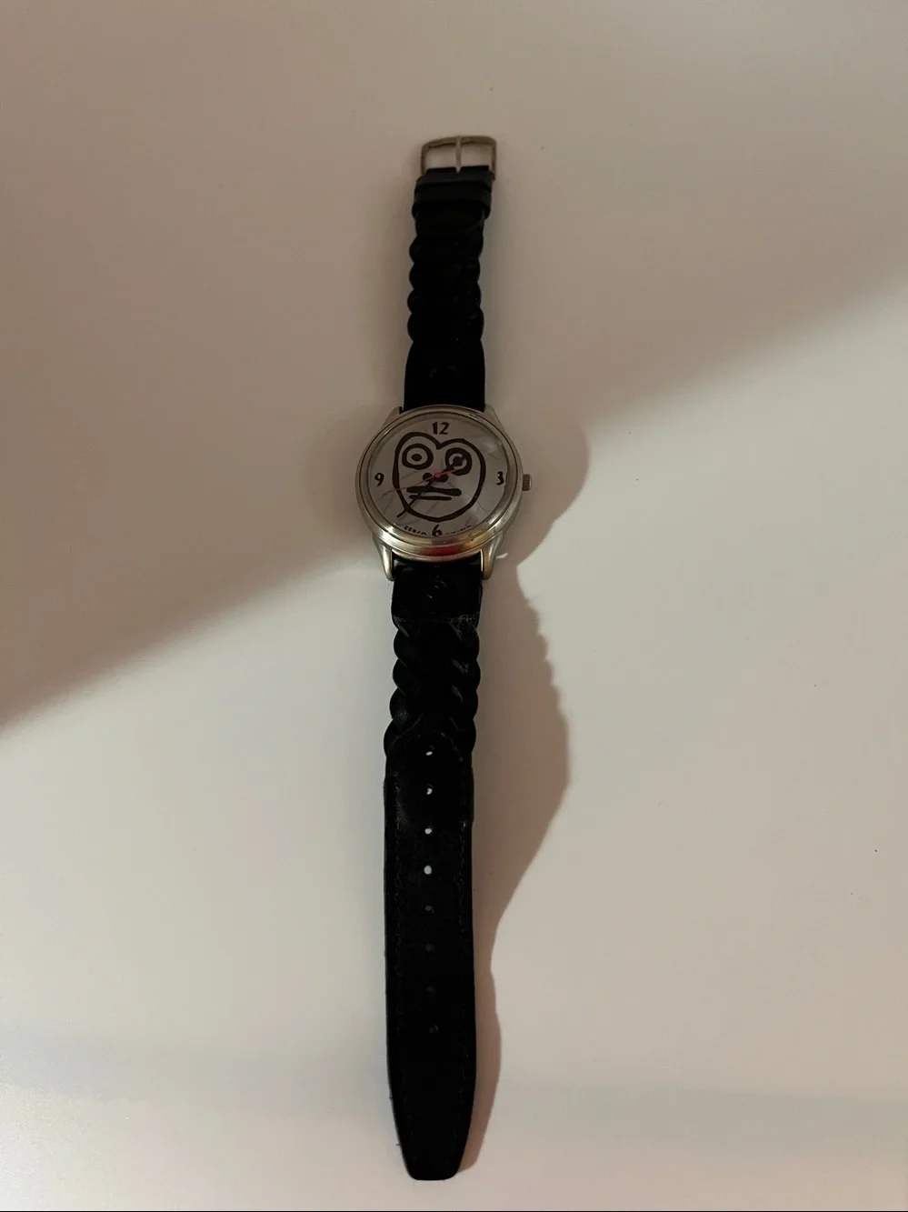 Ferco Indiglo Black Braided Leather Strap Watch with Silver Case and White Dial